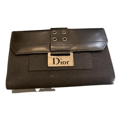 Pre-owned Dior Cloth Wallet In Black
