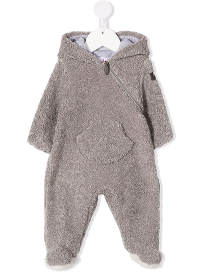 Il Gufo Babies' Bunny Ear-detail Hooded Romper In Gray