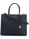 Michael Michael Kors Mercer Large Grained Leather Tote In Blue