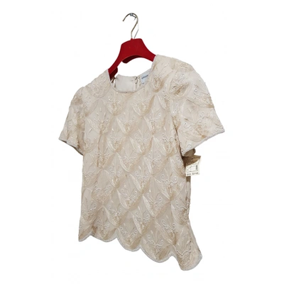 Pre-owned Adrianna Papell Silk Blouse In Beige
