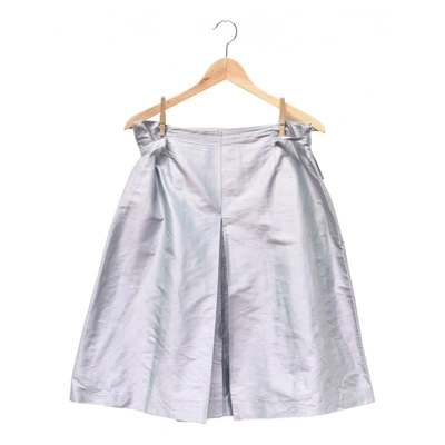 Pre-owned Kenzo Silk Mid-length Skirt In Grey