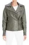Max Studio Washed Faux Leather Moto Jacket In Olive