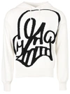 OFF-WHITE X KATSU RECYCLED KNIT HOODIE WHITE AND BLACK