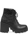 Gucci Gg Canvas And Leather Lace-up Boots In Black