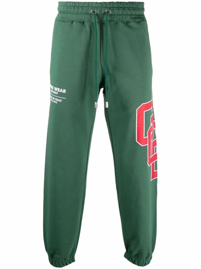 Gcds Logo-embroidered Cotton Track Pants In Green