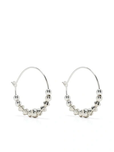 Petite Grand Iris Beaded Hoop Earrings In 银色