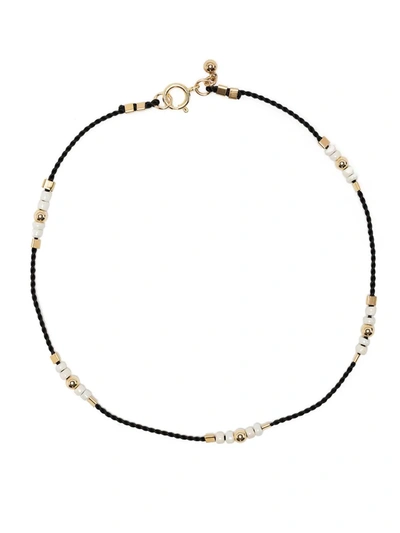 Petite Grand Buttercup Beaded Anklet In Black