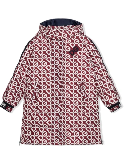 Dolce & Gabbana Kids' Logo-print Hooded Coat In Red
