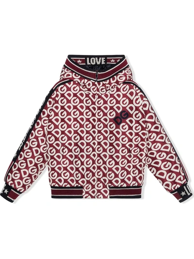 Dolce & Gabbana Kids' Logo-logo Hooded Coat In Red