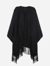 SAINT LAURENT CASHMERE PONCHO WITH ALL-OVER FRINGES,613060 3YB351000