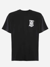 BURBERRY COTTON T-SHIRT WITH RUBBER-EFFECT MONOGRAM,8017484 .A1189