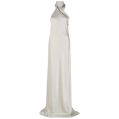 Galvan Pandora Silver Satin Gown