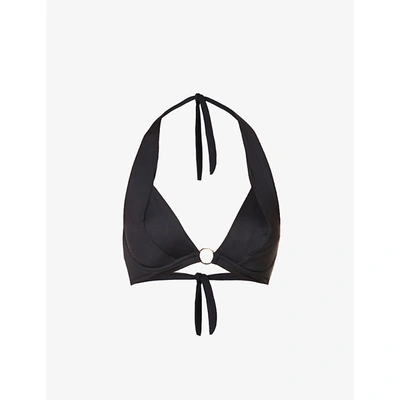 Max Mara Halter Neck Bikini Top W/ Front Detail In Black