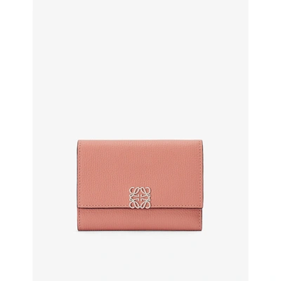 Loewe Anagram-embellished Grained Leather Wallet In Pink Tulip