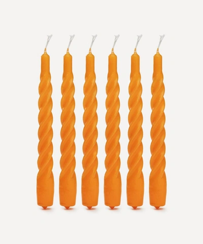 Anna + Nina Orange Twisted Candles Set Of Six