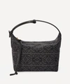 Loewe Small Cubi Anagram Jacquard Canvas And Leather Shoulder Bag In Anthracite