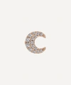 Maria Tash 18ct Diamond Moon Single Threaded Stud Earring In Rose