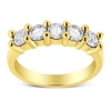 Haus Of Brilliance 14k Yellow Gold Plated .925 Sterling Silver 1.0 Cttw Shared Prong-set Round Diamond 5 Stone Band Rin In Yellow