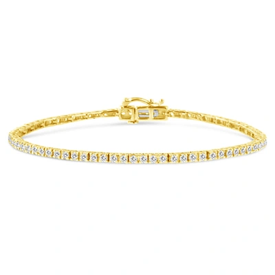 Haus Of Brilliance 14k Yellow Gold Plated .925 Sterling Silver 2.0 Cttw Prong Set Round-cut Diamond Classic Tennis -7.2 In Gold Tone,silver Tone,yellow