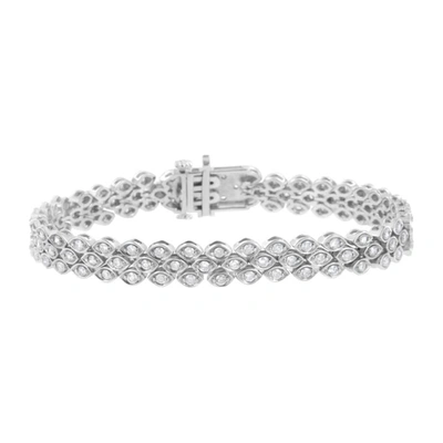 Haus Of Brilliance .925 Sterling Silver 3 Cttw Pave-set Diamond Link Bracelet (i-j In Silver Tone,white