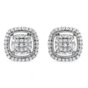 HAUS OF BRILLIANCE .925 STERLING SILVER 1/4 CTTW PRONG SET ROUND-CUT DIAMOND CLUSTER IN SQUARE FRAME STUD EARRING