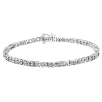 Haus Of Brilliance .925 Sterling Silver 1 Cttw Diamond Square Frame Miracle-set Tennis Bracelet (i-j Color, I3 Clarity) In Silver Tone,white