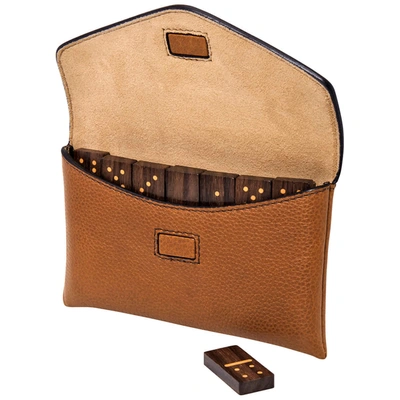 Burberry Wooden Domino Set With Grainy Leather Case In Brown