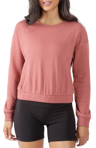 90 Degree By Reflex Crew Neck Pullover Crop Sweatshirt In Terracotta