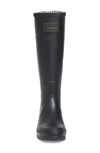 Joules 'welly' Print Rain Boot In Black Border Floral