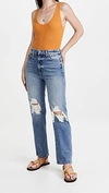 Khaite Abigail Ripped High Waist Crop Straight Leg Jeans In Portland