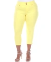 White Mark Plus Size Capri Jeans In Yellow