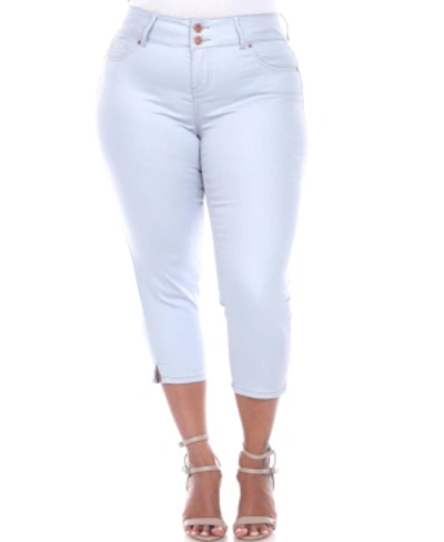 White Mark Plus Size Capri Jeans In Light Blue