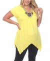 White Mark Women's Fenella Embellished Tunic Top In Yellow