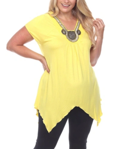 White Mark Women's Fenella Embellished Tunic Top In Yellow