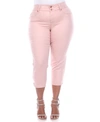White Mark Plus Size Capri Jeans In Pink