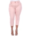 White Mark Plus Size Capri Jeans In Rose