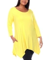 White Mark Plus Size Makayla Tunic Top In Yellow