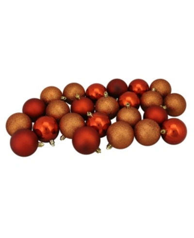 Northlight 24ct Burnt Orange Shatterproof 4-finish Christmas Ball Ornaments 2.5" 60mm