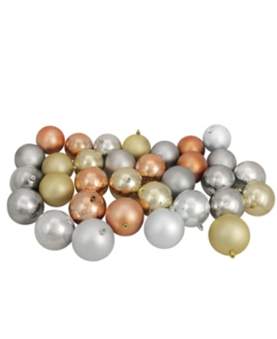 Northlight 32ct Silver/champagne Gold/almond/pewter Gray Shatterproof Christmas Ball Ornaments 3.25" In Multi