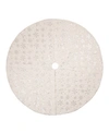 Glitzhome Plush With Snowflake Christmas Tree Skirt In Beige