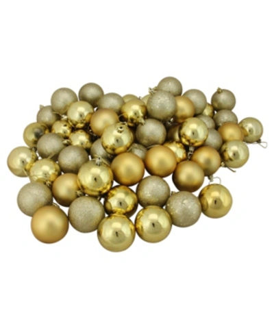 Northlight 60 Count Shatterproof 4-finish Christmas Ball Ornaments In Gold