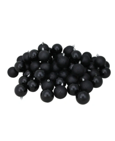 Northlight 60 Count Jet Shatterproof 4-finish Christmas Ball Ornaments In Black