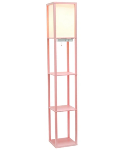 Simple Designs Floor Lamp Etagere Organizer Storage Shelf In Light Pink