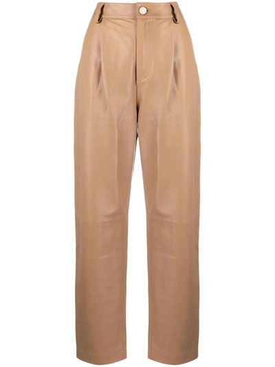 Red Valentino Redvalentino Straight Leg Leather Pants In Brown
