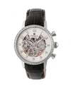 EMPRESS BEATRICE AUTOMATIC SILVER CASE, BLACK LEATHER WATCH 38MM