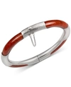 Macy's Dyed Green Jade (7mm) Bangle Bracelet In Sterling Silver (also Available In Red, Black And Green And In Red