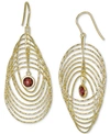 Macy's Garnet Bezel Spiral Drop Earrings (2 Ct. T.w.) In 14k Gold-plated Sterling Silver (also In Amethyst) In Rhodolite Garnet