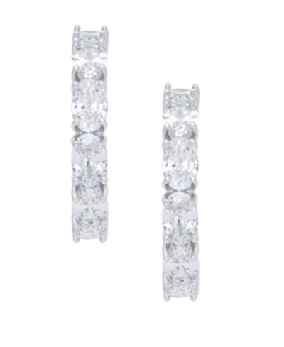 Macy's Cubic Zirconia Hoop Silver Plate Earrings