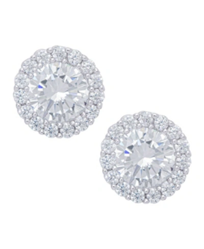 Macy's Cubic Zirconia Round Stud Silver Plate Earrings