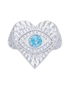Macy's Cubic Zirconia Evil Eye Heart Silver Plate Ring In Silver